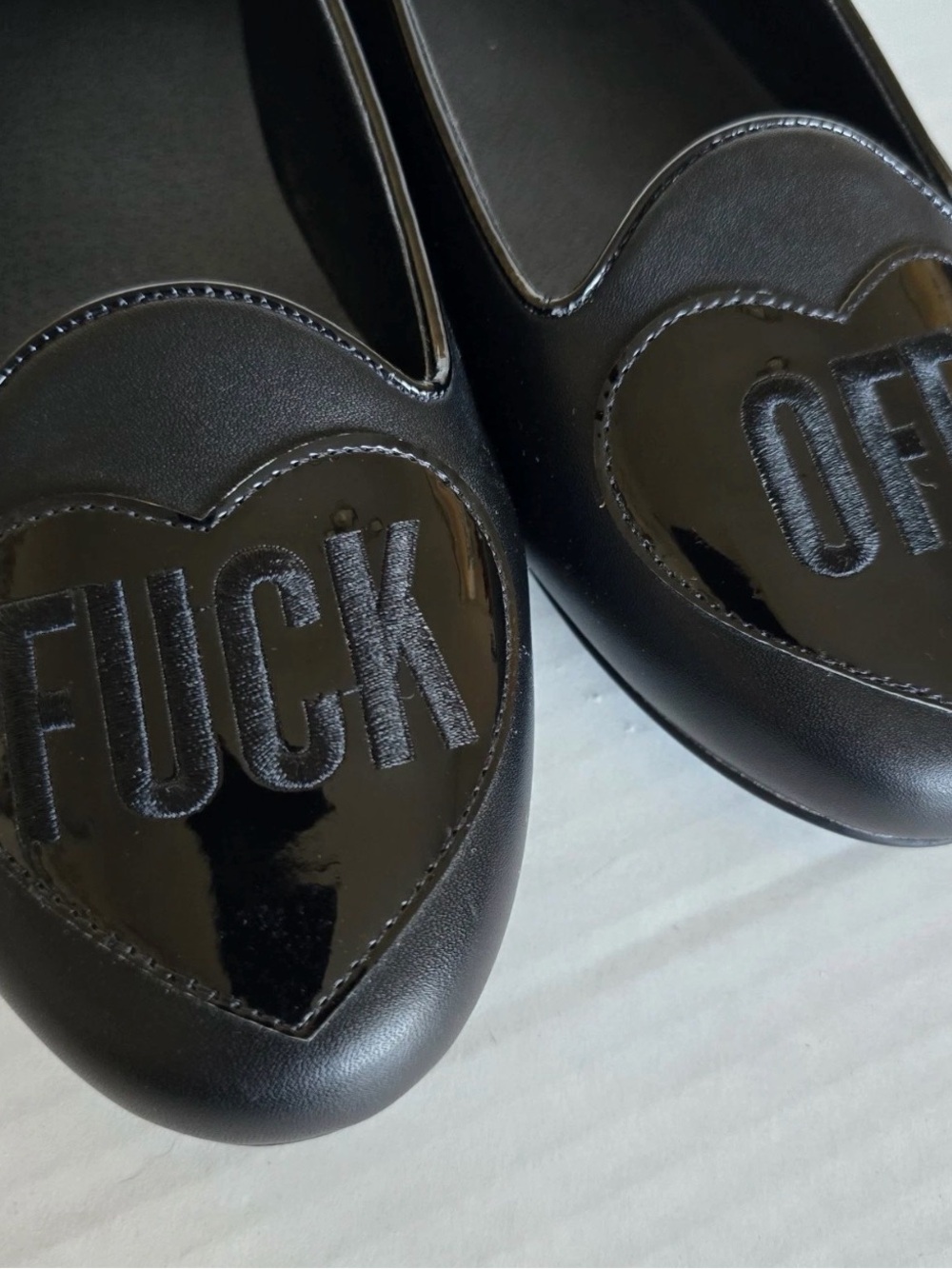 Strange Cult F*%# Off 7M Black Slip-On Ballet Flats